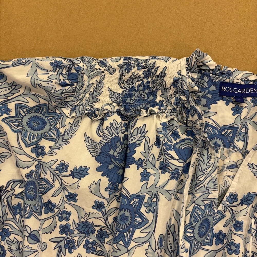 Ro’s Garden Leticia Hollie Shirt Blue & White 100% Cotton Size Large Tuckernuck - Picture 5 of 11